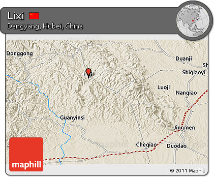 Shaded Relief Panoramic Map of Lixi