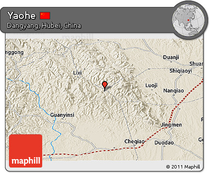 Shaded Relief Panoramic Map of Yaohe