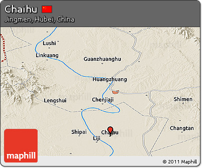 Shaded Relief Panoramic Map of Chaihu