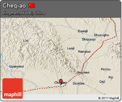 Shaded Relief Panoramic Map of Cheqiao