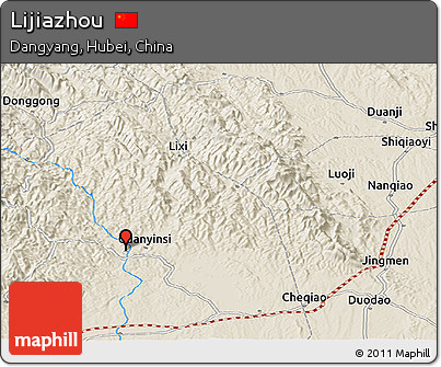 Shaded Relief Panoramic Map of Lijiazhou