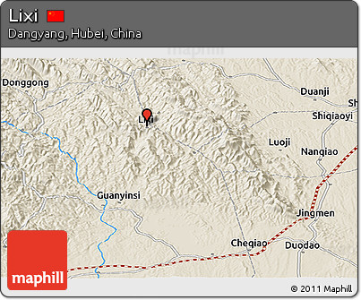 Shaded Relief Panoramic Map of Lixi