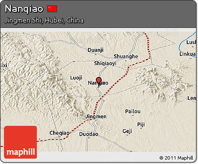 Shaded Relief Panoramic Map of Nanqiao