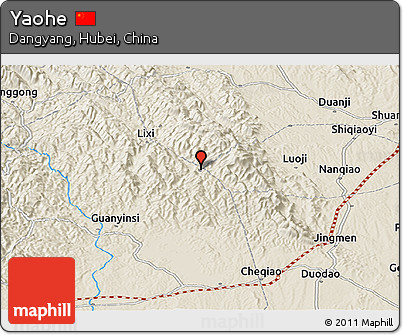 Shaded Relief Panoramic Map of Yaohe
