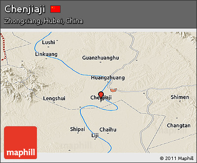 Shaded Relief Panoramic Map of Chenjiaji