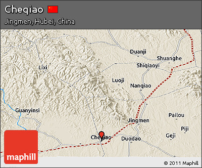 Shaded Relief Panoramic Map of Cheqiao