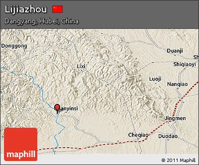 Shaded Relief Panoramic Map of Lijiazhou