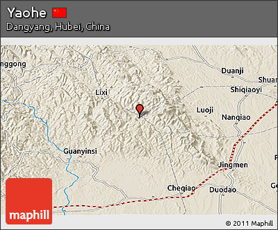 Shaded Relief Panoramic Map of Yaohe
