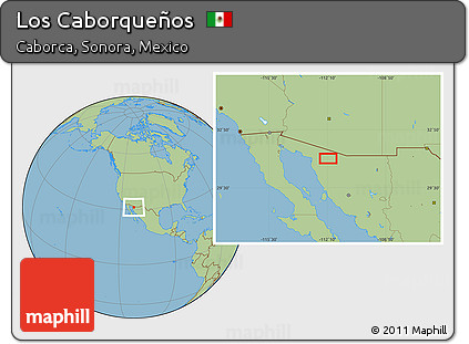 Savanna Style Location Map of Los Caborqueños