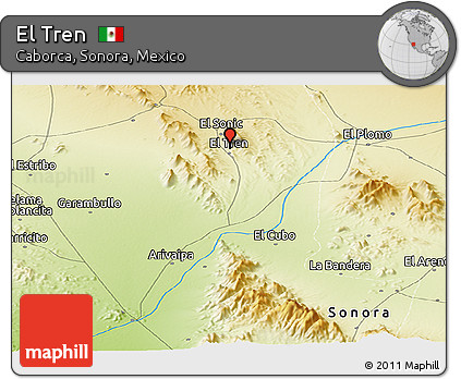 Physical Panoramic Map of El Tren