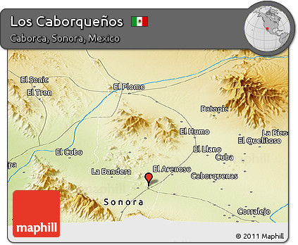 Physical Panoramic Map of Los Caborqueños