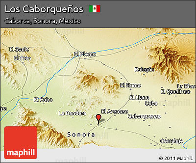 Physical Panoramic Map of Los Caborqueños