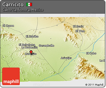 Physical Panoramic Map of Carricito