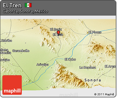 Physical Panoramic Map of El Tren