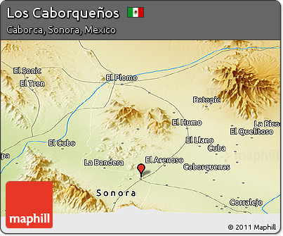 Physical Panoramic Map of Los Caborqueños