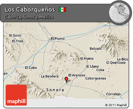 Shaded Relief Panoramic Map of Los Caborqueños