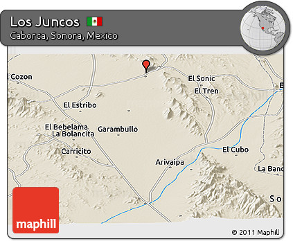 Shaded Relief Panoramic Map of Los Juncos