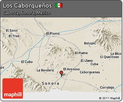 Shaded Relief Panoramic Map of Los Caborqueños