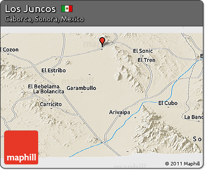 Shaded Relief Panoramic Map of Los Juncos
