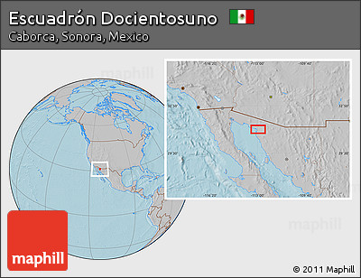 Gray Location Map of Escuadrón Docientosuno, hill shading