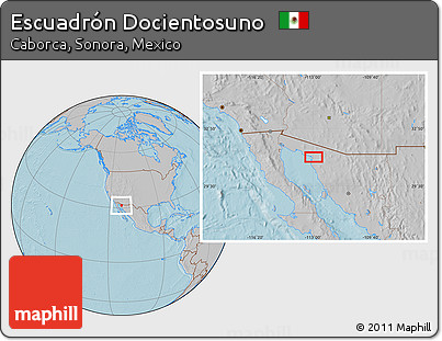 Gray Location Map of Escuadrón Docientosuno, hill shading