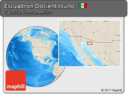 Shaded Relief Location Map of Escuadrón Docientosuno