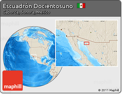 Shaded Relief Location Map of Escuadrón Docientosuno