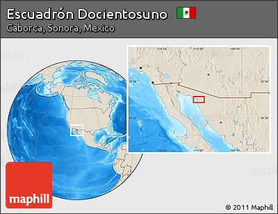 Shaded Relief Location Map of Escuadrón Docientosuno