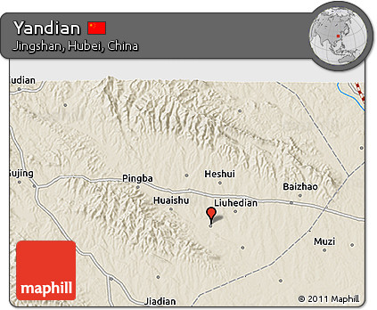Shaded Relief 3D Map of Yandian