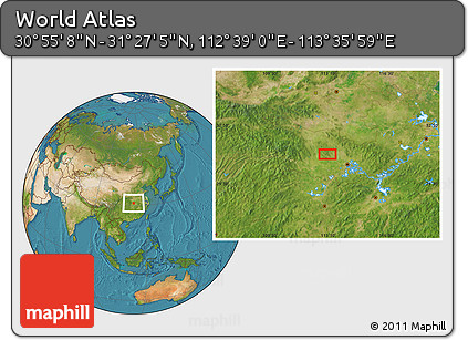 Satellite Location Map of the Area around 31° 11' 6" N, 113° 7' 30" E