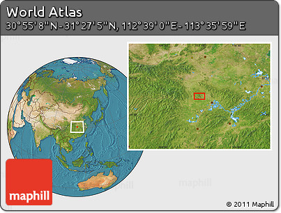 Satellite Location Map of the Area around 31° 11' 6" N, 113° 7' 30" E
