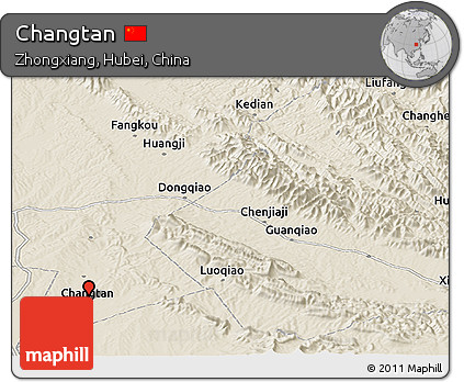 Shaded Relief Panoramic Map of Changtan