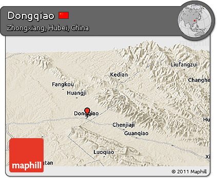 Shaded Relief Panoramic Map of Dongqiao