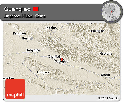 Shaded Relief Panoramic Map of Guanqiao