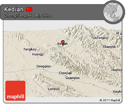 Shaded Relief Panoramic Map of Kedian