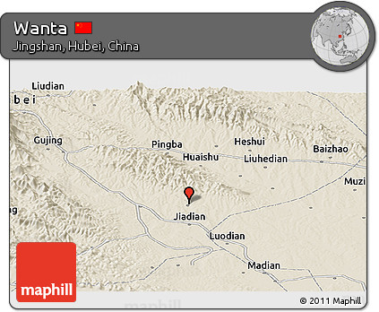 Shaded Relief Panoramic Map of Wanta