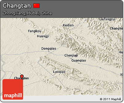Shaded Relief Panoramic Map of Changtan