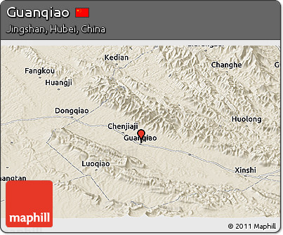Shaded Relief Panoramic Map of Guanqiao