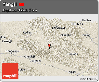Shaded Relief Panoramic Map of Yangji