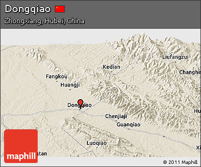 Shaded Relief Panoramic Map of Dongqiao