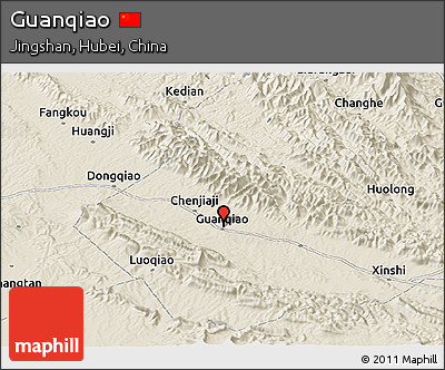 Shaded Relief Panoramic Map of Guanqiao