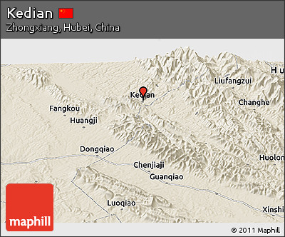 Shaded Relief Panoramic Map of Kedian