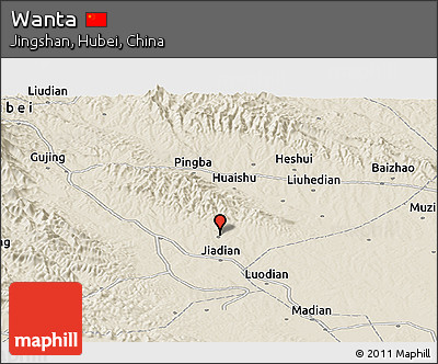 Shaded Relief Panoramic Map of Wanta