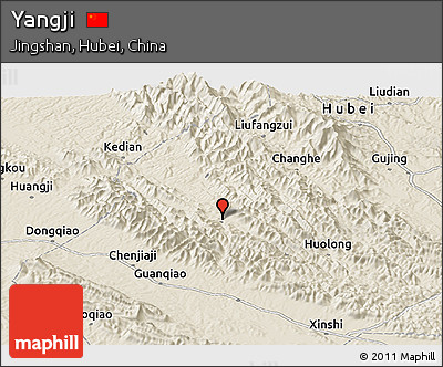 Shaded Relief Panoramic Map of Yangji