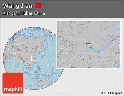 Gray Location Map of Wangdian, hill shading