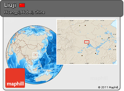 Shaded Relief Location Map of Liuji