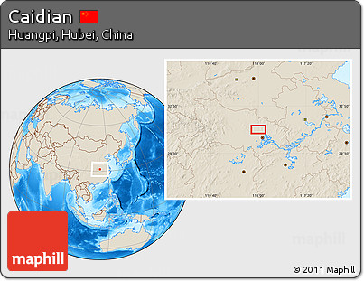 Shaded Relief Location Map of Caidian