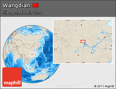 Shaded Relief Location Map of Wangdian