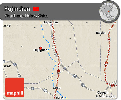 Shaded Relief Map of Hujindian