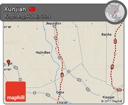 Shaded Relief Map of Xunjian